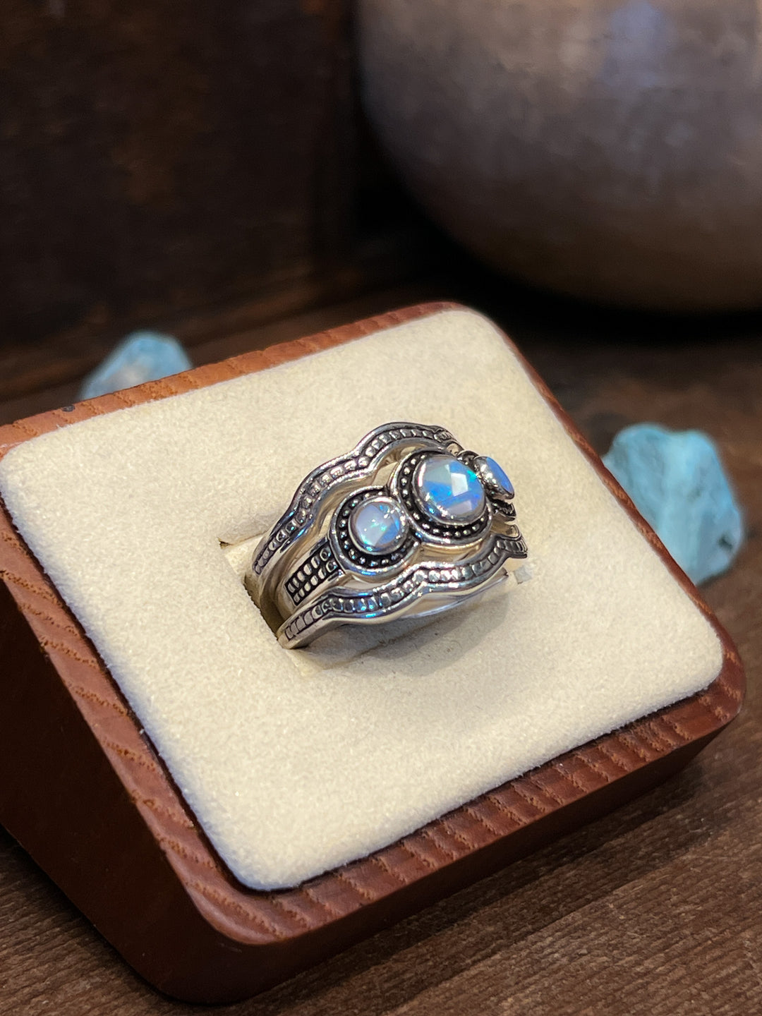 Sterling Opal Stacker Ring