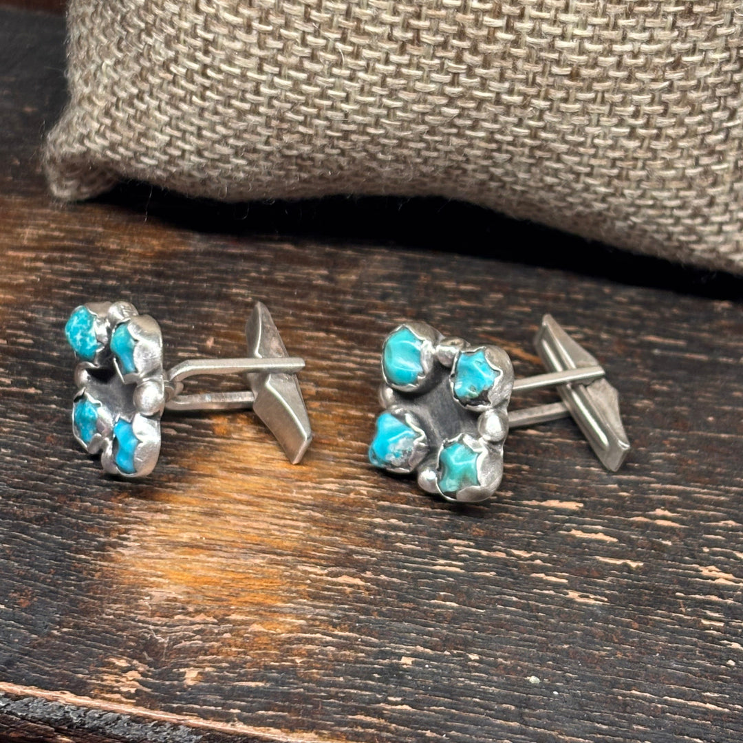 Vintage 1940's Navajo Turquoise Cufflinks