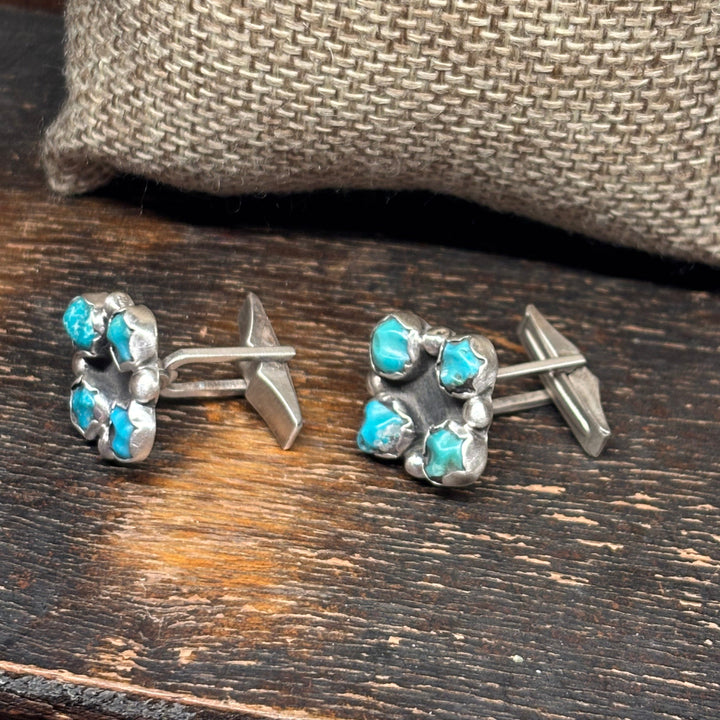 Vintage 1940's Navajo Turquoise Cufflinks