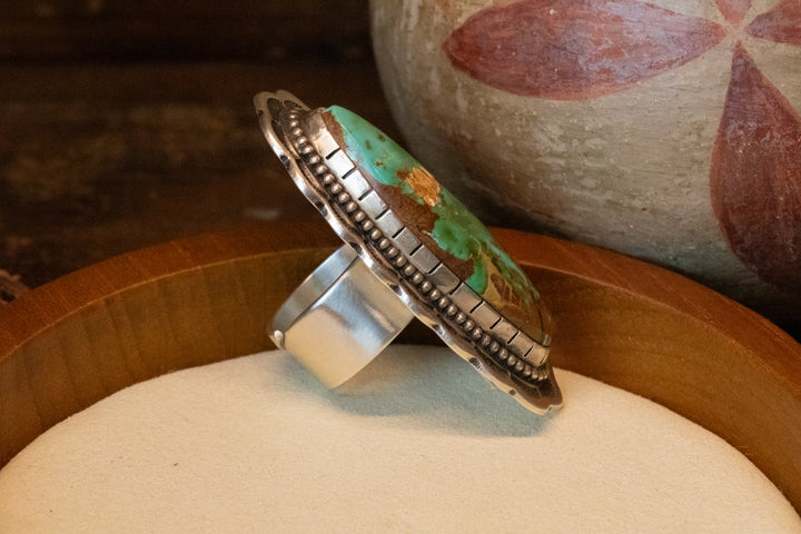 Hand Stamped Long Oval Royston Ring