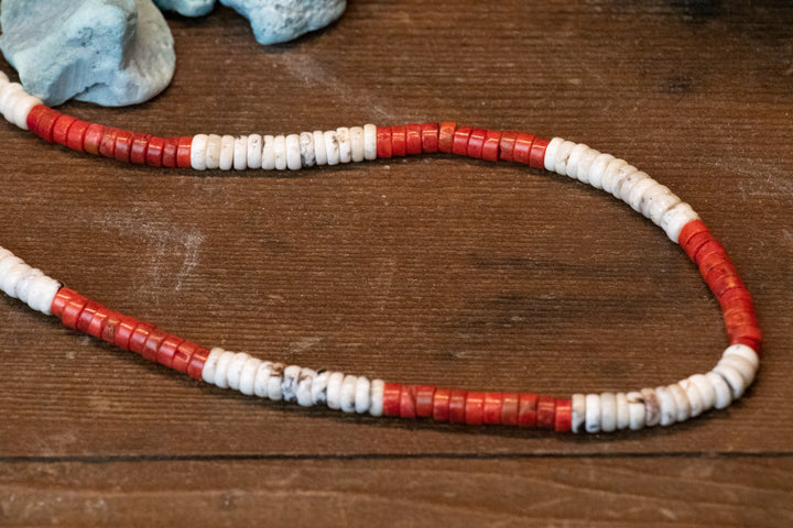 Sponge Coral and White Buffalo 4mm Rondelles Necklace
