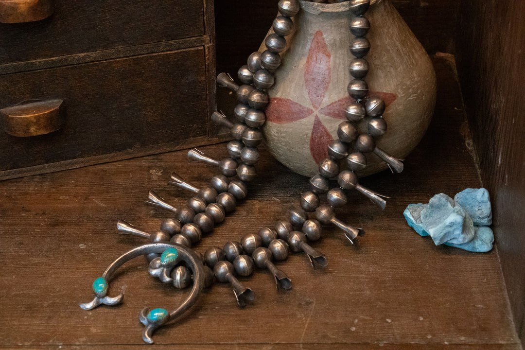 Vintage Squash Necklace with Turquoise on the Naja with Earrings
