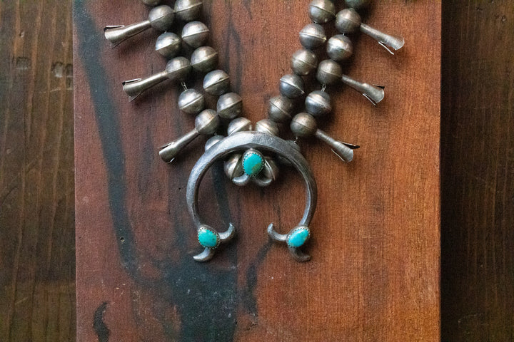 Vintage Squash Necklace with Turquoise on the Naja with Earrings