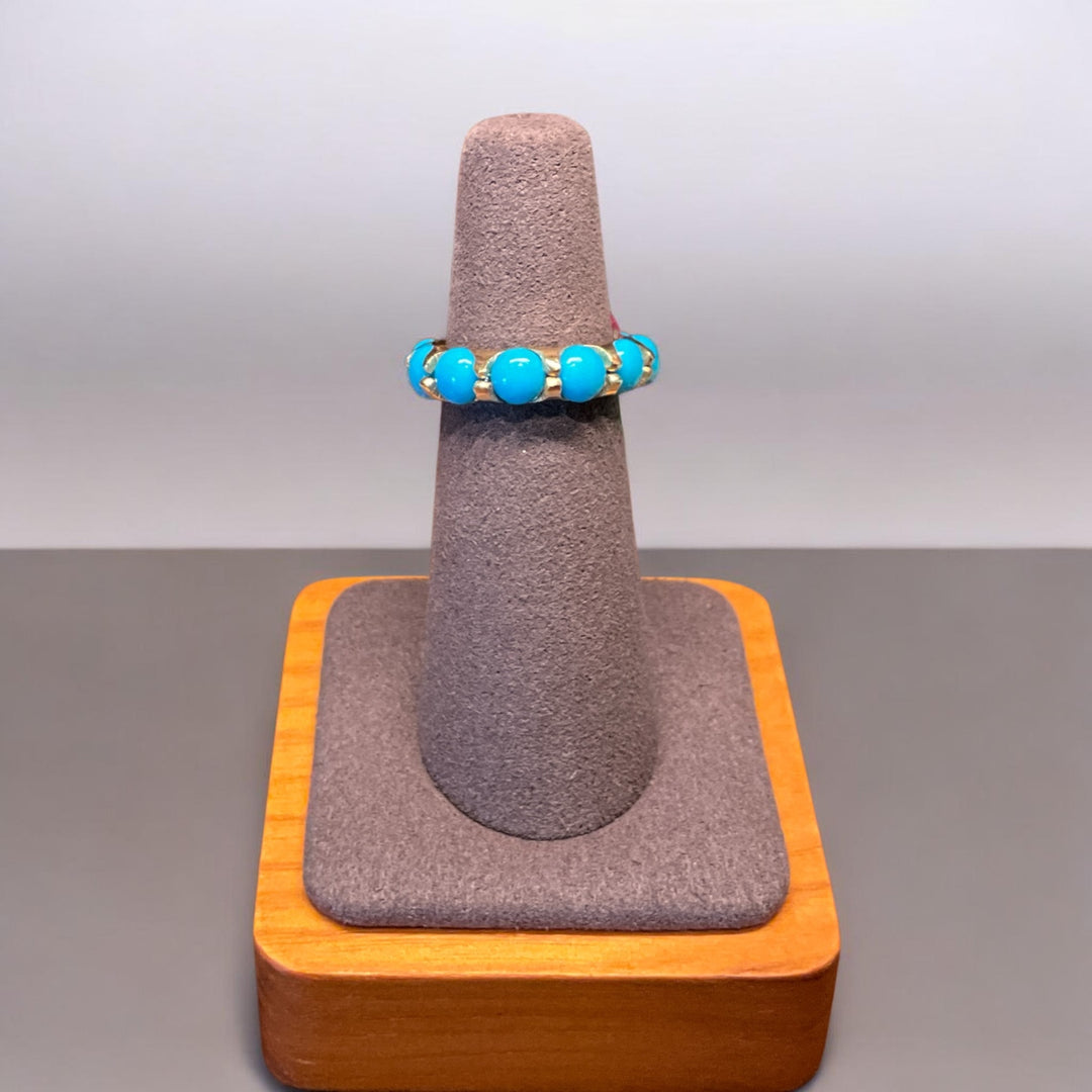14K Gold Sleeping Beauty Turquoise Eternity Ring