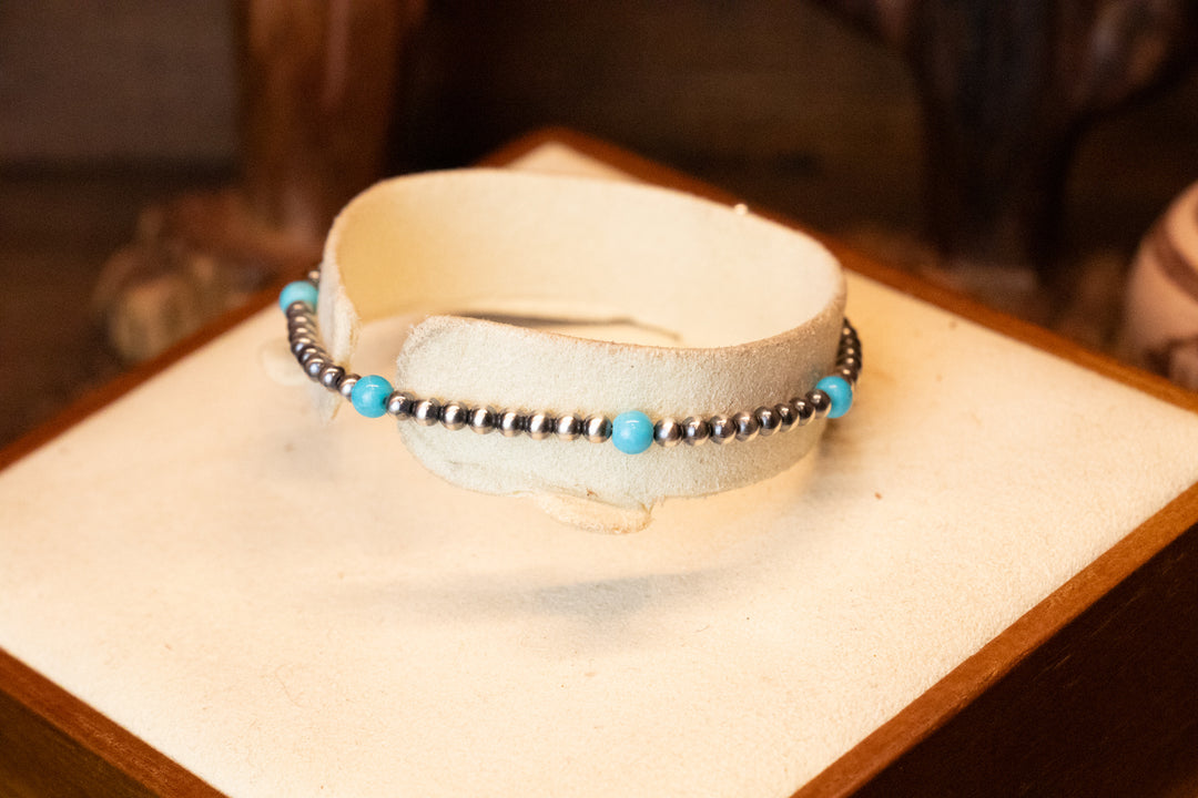 3mm Navajo Pearls & Turquoise Bracelet