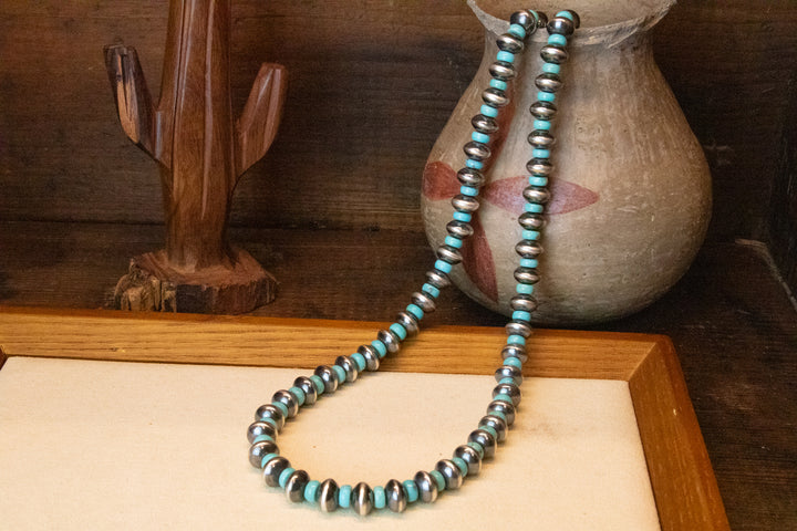 Turquoise & Saucer Pearls Necklace