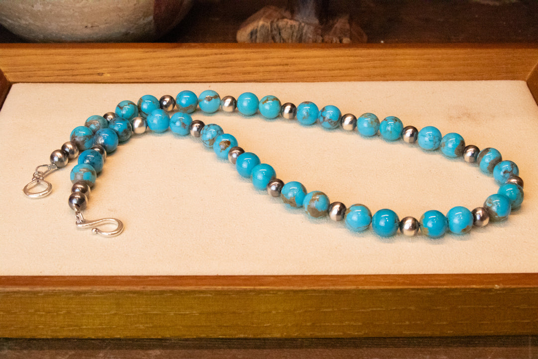 Turquoise & 6mm Navajo Pearls Necklace