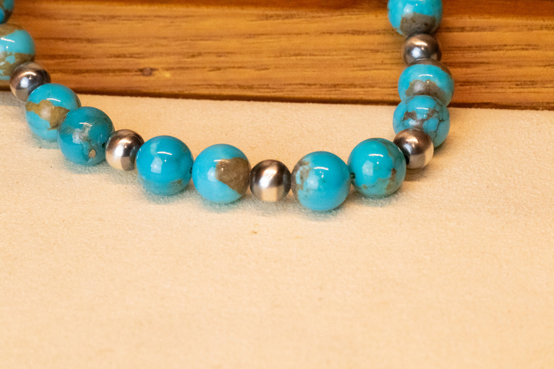 Turquoise & 6mm Navajo Pearls Necklace