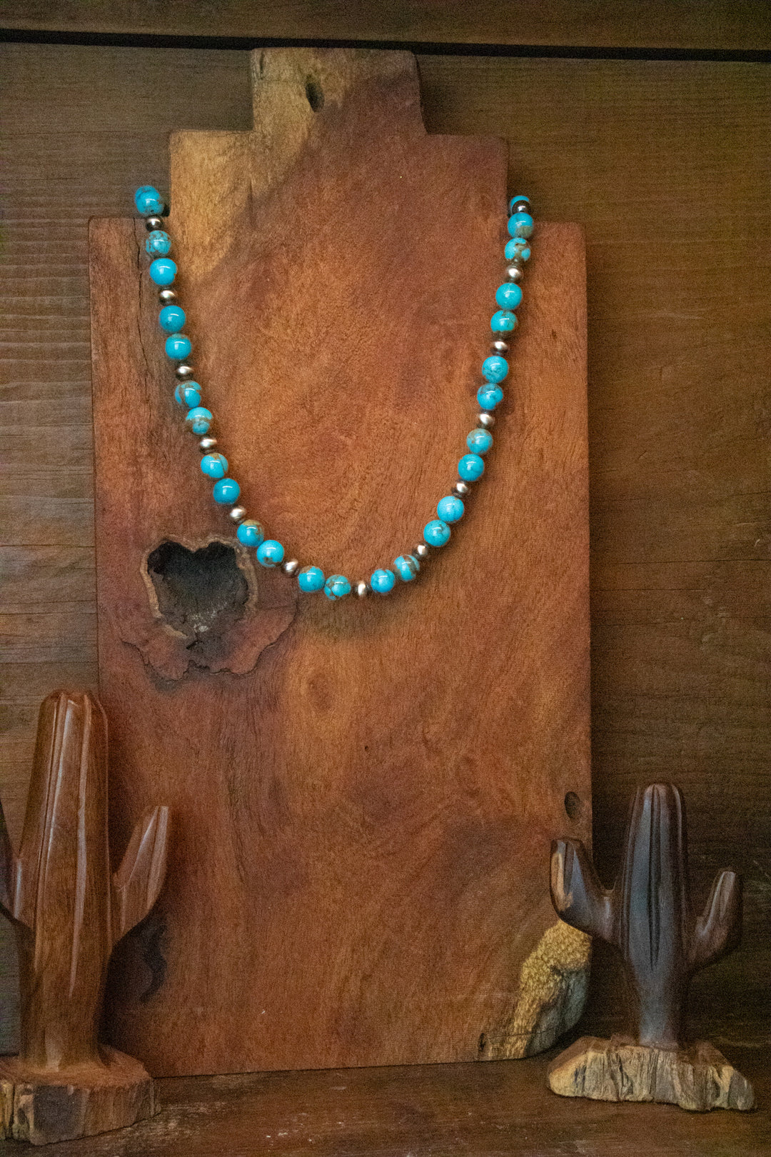 Turquoise & 6mm Navajo Pearls Necklace