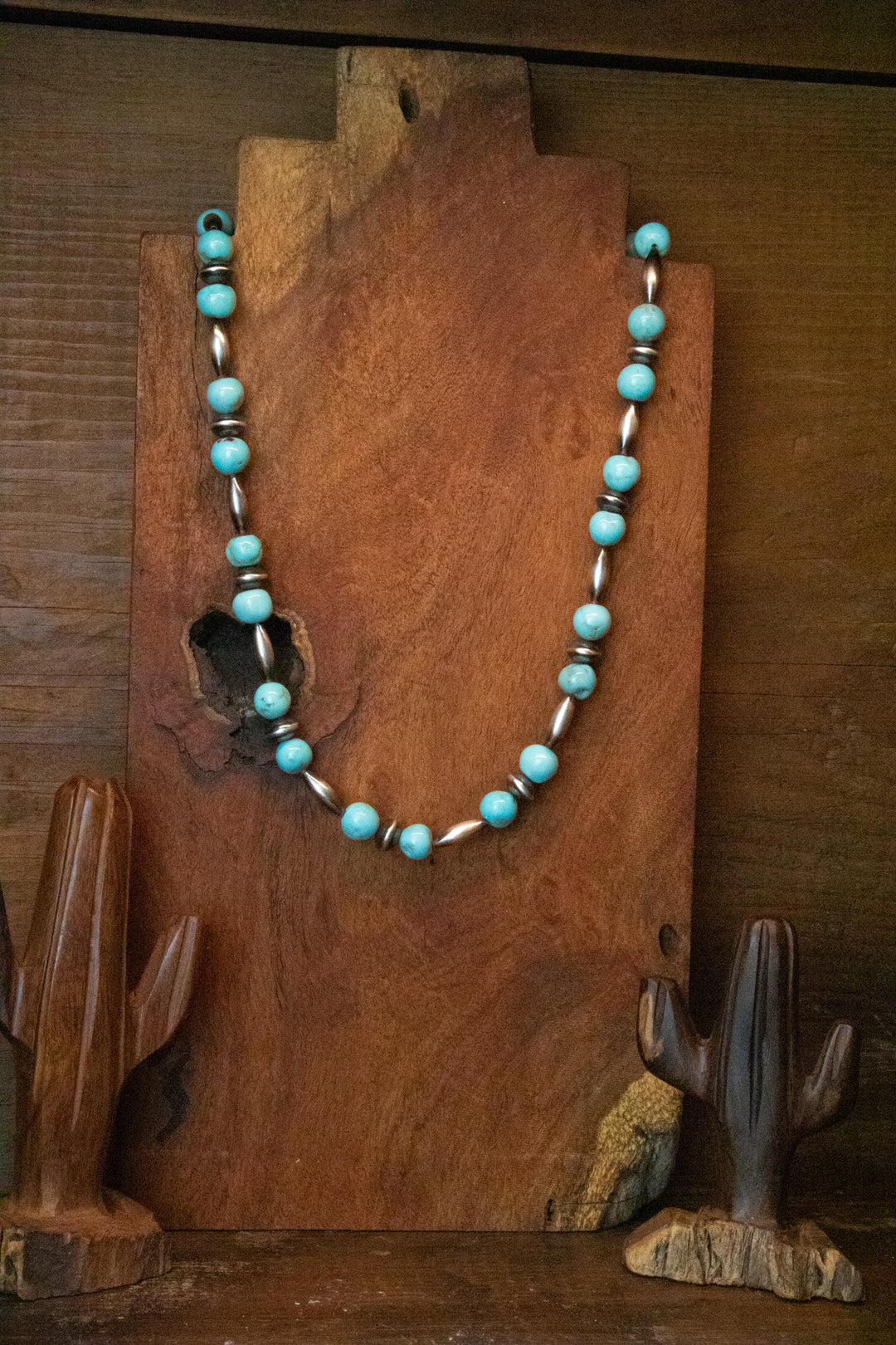 10mm Sleeping Beauty Turquoise Beads & Navajo Pearls Necklace