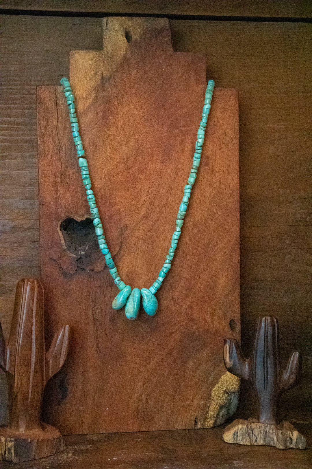 Turquoise Heishi Beads & Nugget Necklace