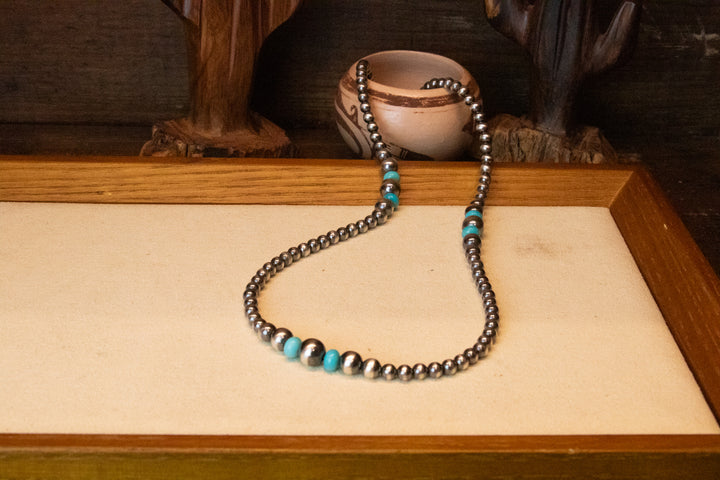 Navajo Pearls & 4mm Turquoise Necklace