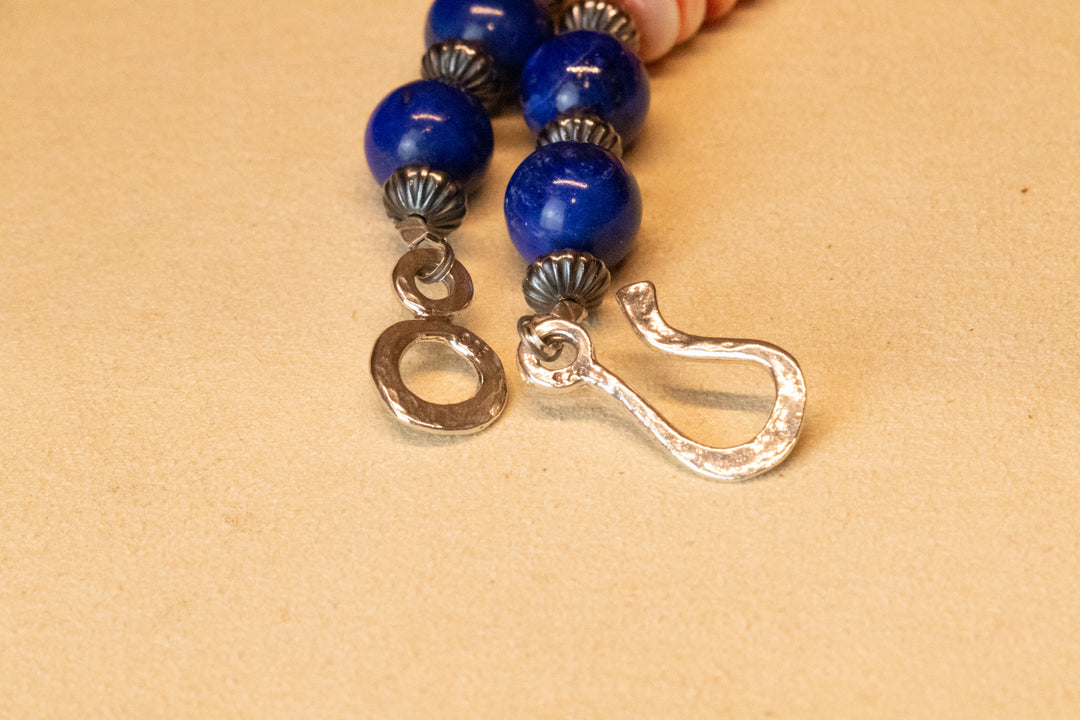 Orange Spiny & 10mm Lapis Necklace