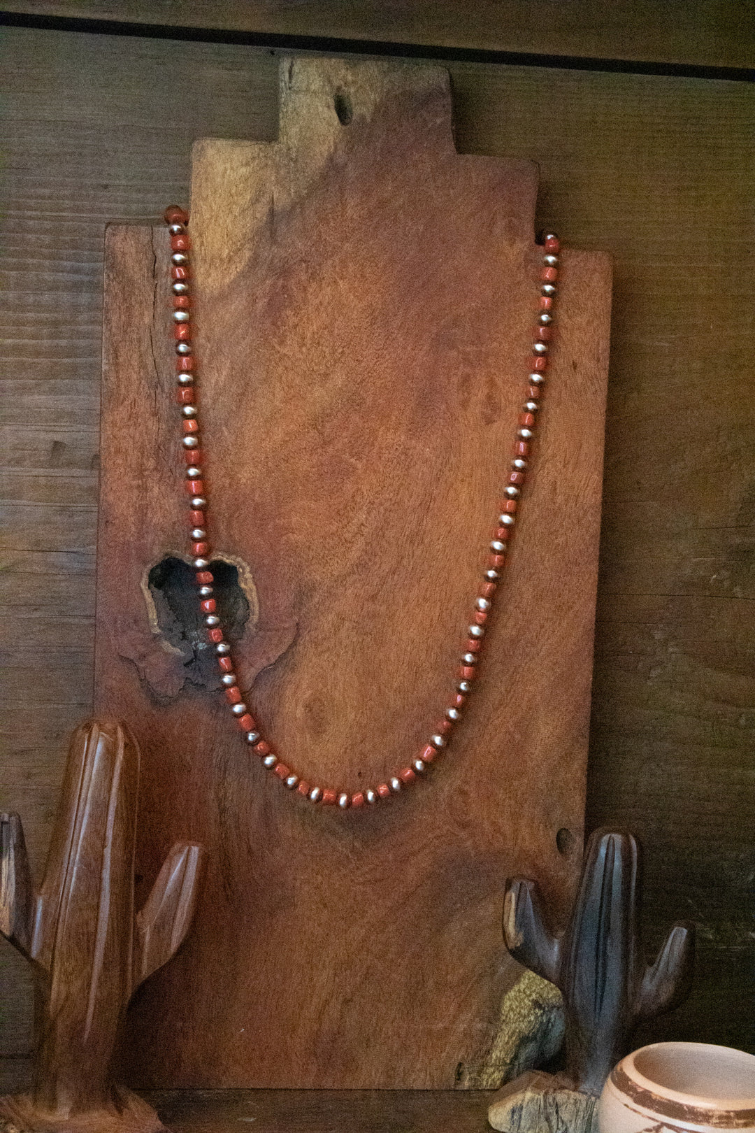 Mediterranean Coral & 5mm Navajo Pearl Necklace