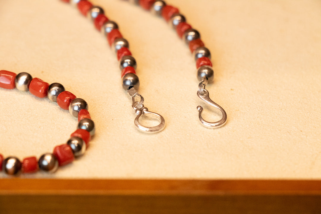 Mediterranean Coral & 5mm Navajo Pearl Necklace