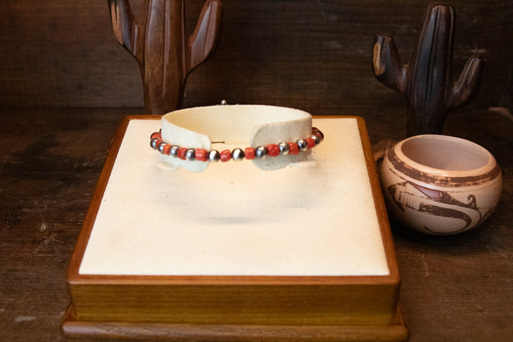 Mediterranean Coral & 5mm Navajo Pearl Bracelet