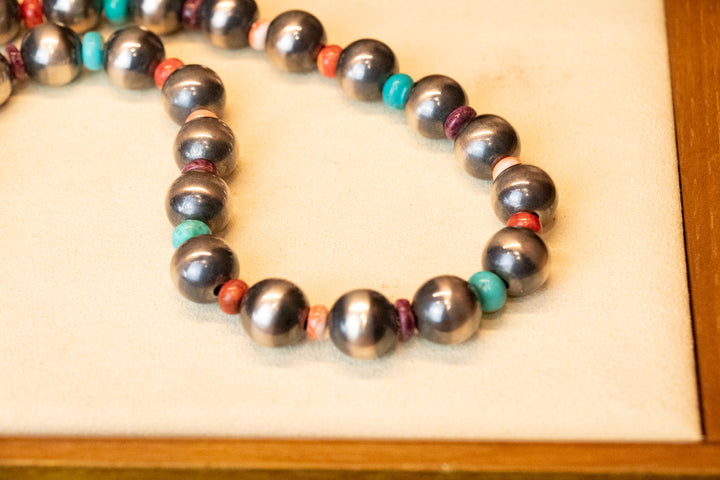 12mm Navajo Pearls & Multi Color Necklace