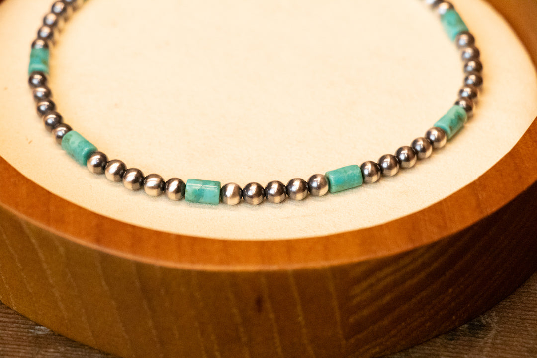3mm Navajo Pearls & Turquoise Anklet