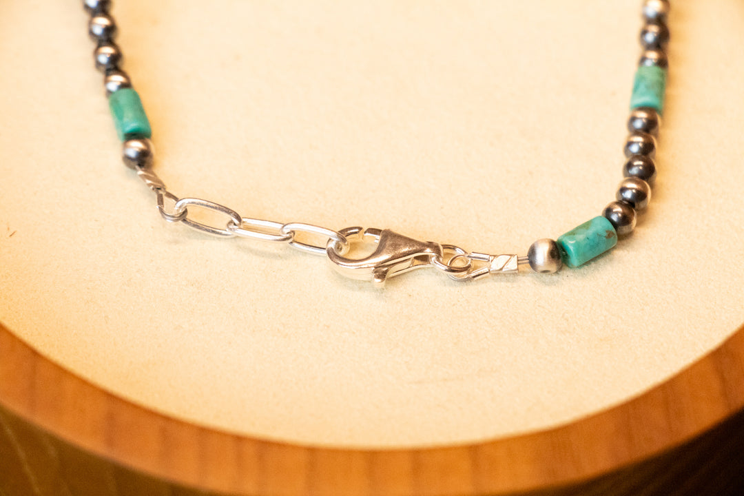 3mm Navajo Pearls & Turquoise Anklet