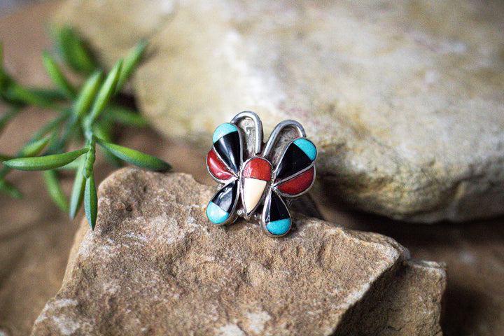 Medium Multi Color Inlay Butterfly