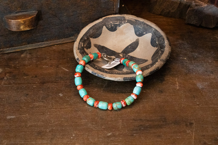 Tubular Turquoise and Spiny Bracelet