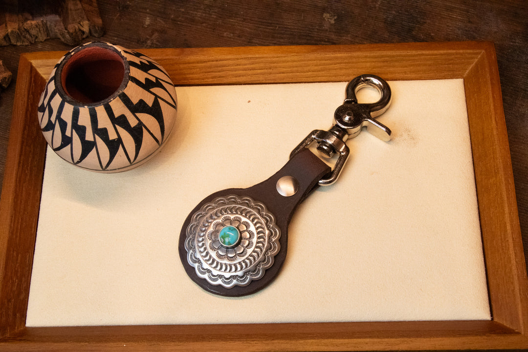 Concho Sonoran Gold Turquoise Stamped Key Chain Holder