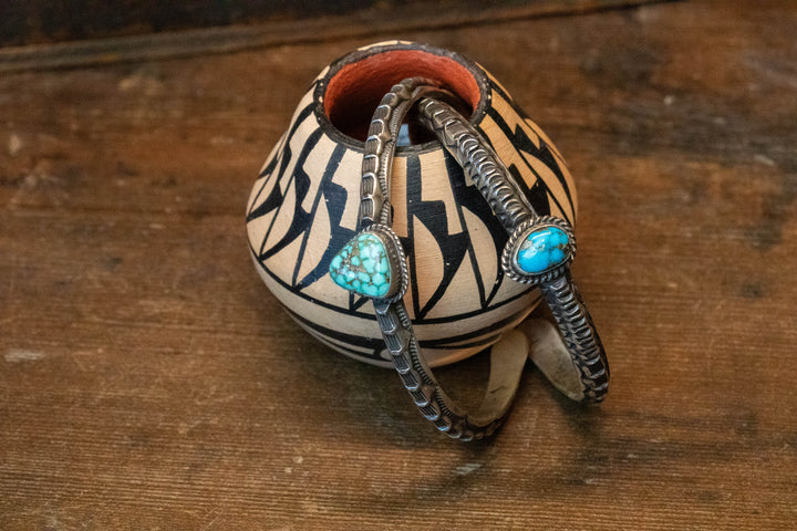 Stamped Morenci Turquoise Cuff