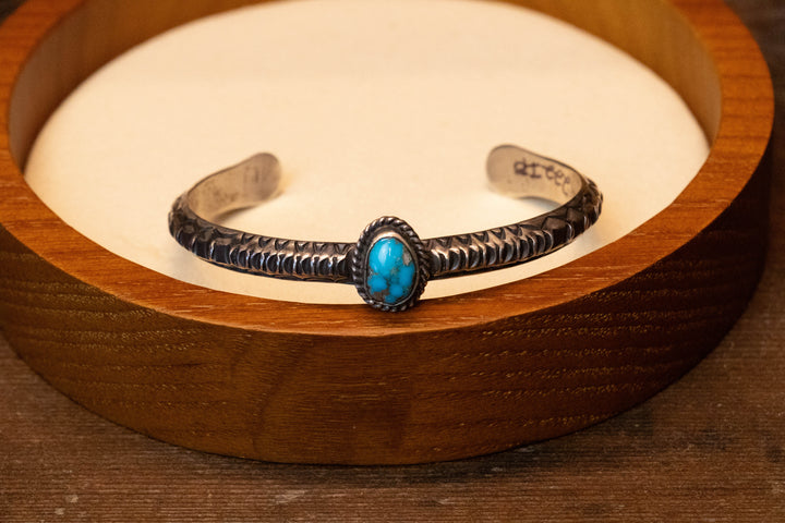 Stamped Morenci Turquoise Cuff