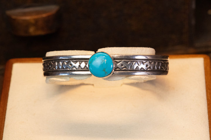 Stamped Turquoise Stacker Cuff